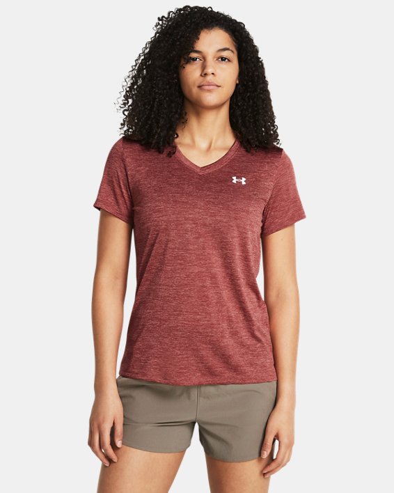 Women's UA Tech™ Twist V-Neck Short Sleeve in Red image number 0